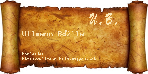 Ullmann Béla névjegykártya